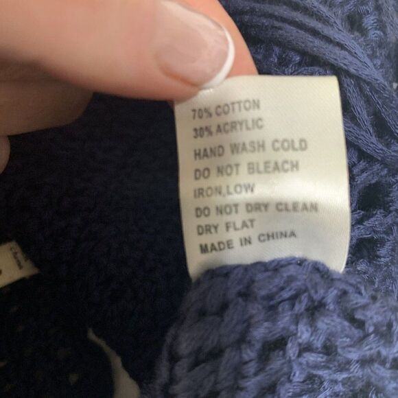 POL Womens Solid Navy Blue Knit Crop V Neck Tank Top Fringe Medium - Picture 6 of 6